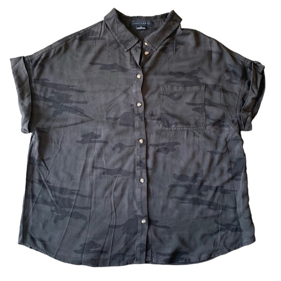 Sanctuary camouflage camo short sleeve button down green size medium - Picture 2 of 7